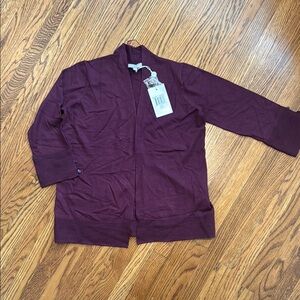 Burgundy Open Front Cardigan